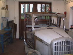 The vintage car is rebuild.